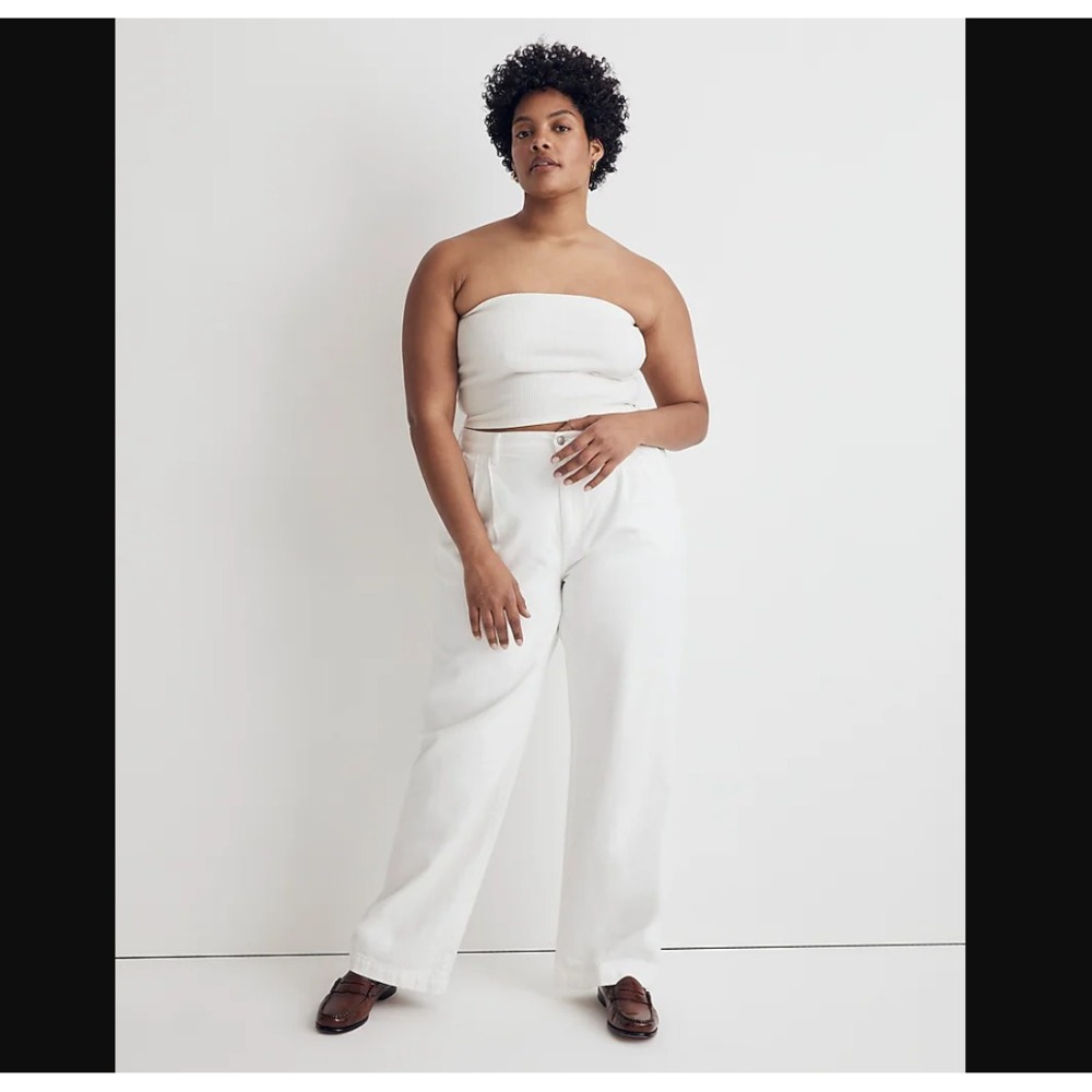 Madewell NEW NWT Womens‎ 32 White Harlow Wide Leg Jeans Pleated NK798